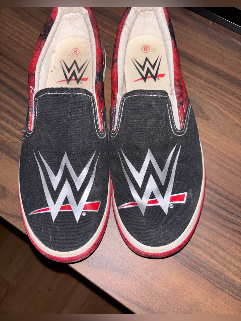 WWE Slip-On Shoes Black Red White